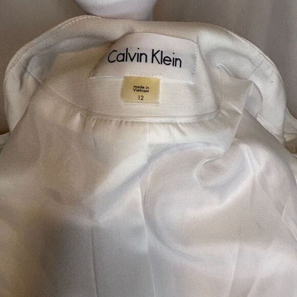 Calvin Klein Peplum White Blazer Jacket Gold Zip Designer Womens - Picture 6 of 6